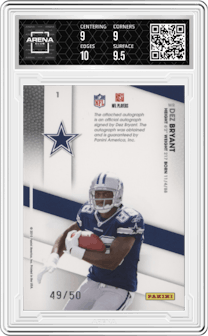 Dez Bryant from the 2010 Panini Certified set graded by Arena Club and given an overall grade of 9.5.