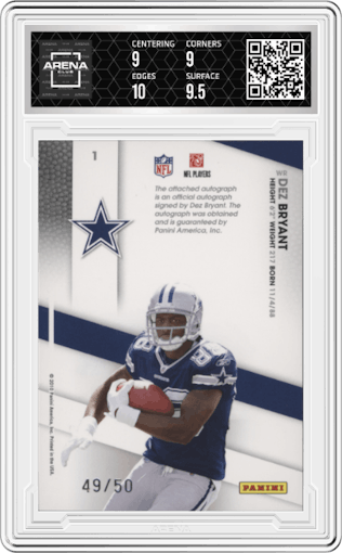 Dez Bryant from the 2010 Panini Certified set graded by Arena Club and given an overall grade of 9.5.