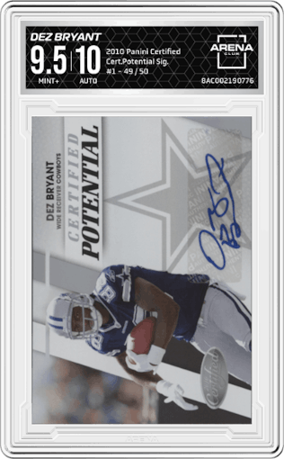 Dez Bryant from the 2010 Panini Certified set graded by Arena Club and given an overall grade of 9.5.