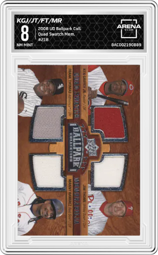 Ken Griffey Jr./Jim Thome/Frank Thomas/Manny Ramirez from the 2008 Upper Deck Ballpark Collection set graded by Arena Club and given an overall grade of 8.