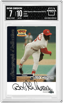 Bob Gibson from the 1999 Sports Illustrated Greats of the Game set graded by Arena Club and given an overall grade of 7.