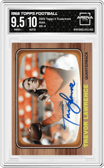 1966 Topps Football from the 2021 Topps X Trevor Lawrence set graded by Arena Club and given an overall grade of 9.5.