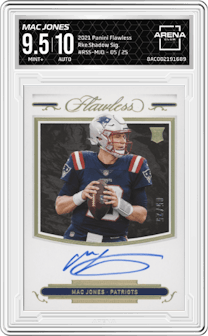 Mac Jones from the 2021 Panini Flawless set graded by Arena Club and given an overall grade of 9.5.