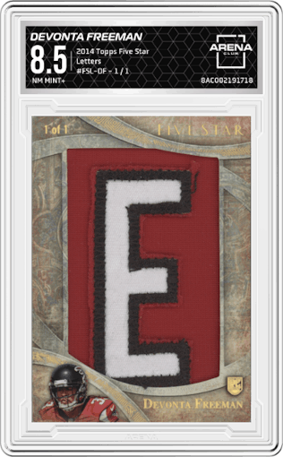 Devonta Freeman from the 2014 Topps Five Star set graded by Arena Club and given an overall grade of 8.5.