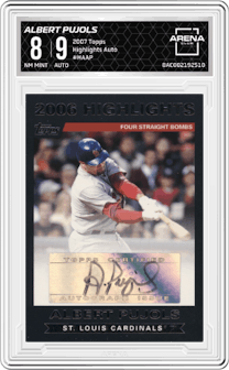 Albert Pujols from the 2007 Topps set graded by Arena Club and given an overall grade of 8.