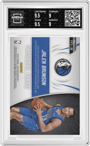Jalen Brunson from the 2018-19 Panini Certified set graded by Arena Club and given an overall grade of 9.5.