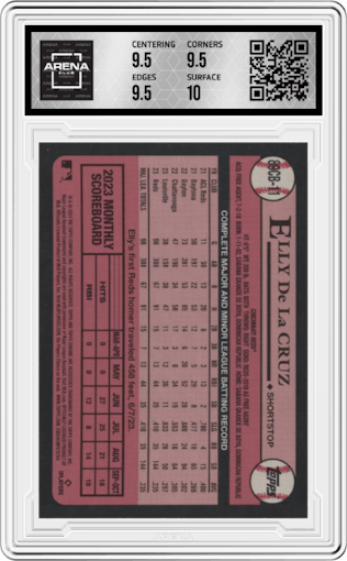 Elly De La Cruz from the 2024 Topps Chrome set graded by Arena Club and given an overall grade of 10.