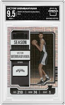 Victor Wembanyama  from the 2023-24 Panini Contenders set graded by Arena Club and given an overall grade of 9.5.