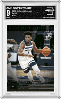 Anthony Edwards from the 2020-21 Panini Chronicles set graded by Arena Club and given an overall grade of 9.