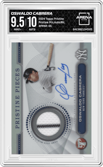Oswaldo Cabrera from the 2024 Topps Pristine set graded by Arena Club and given an overall grade of 9.5.