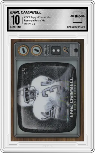 Earl Campbell from the 2023 Topps Composite set graded by Arena Club and given an overall grade of 10.
