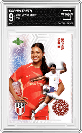 Sophia Smith from the 2024 USWNT One Nation. One Team. set graded by Arena Club and given an overall grade of 9.