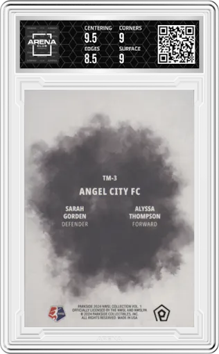 Sarah Gorden/Alyssa Thompson from the 2024 Parkside NWSL Vol. 1 set graded by Arena Club and given an overall grade of 9.