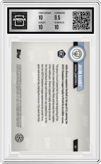 Julian Alvarez from the 2022-23 Topps Now UEFA Champions League set graded by Arena Club and given an overall grade of 10.