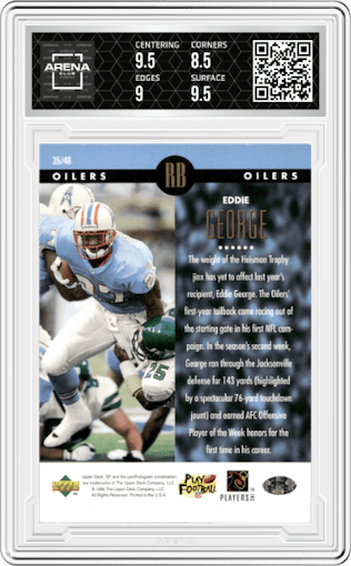 Eddie George from the 1996 Upper Deck SP set graded by Arena Club and given an overall grade of 9.
