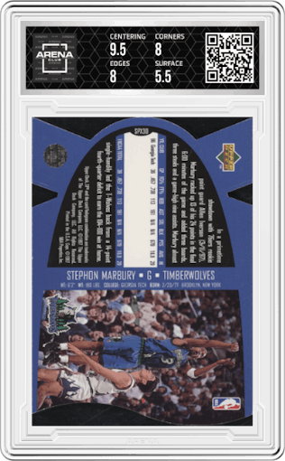 Stephon Marbury from the 1997 SPx set graded by Arena Club and given an overall grade of 6.