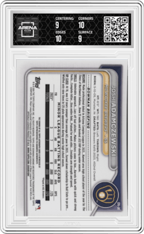 Josh Adamczewski from the 2024 Bowman Chrome set featuring a Green Refractor parallel graded by Arena Club and given an overall grade of 9.5.