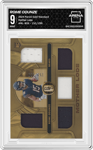 Rome Odunze from the 2024 Panini Gold Standard set graded by Arena Club and given an overall grade of 9.