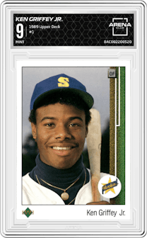 Ken Griffey Jr. from the 1989 Upper Deck set graded by Arena Club and given an overall grade of 9.