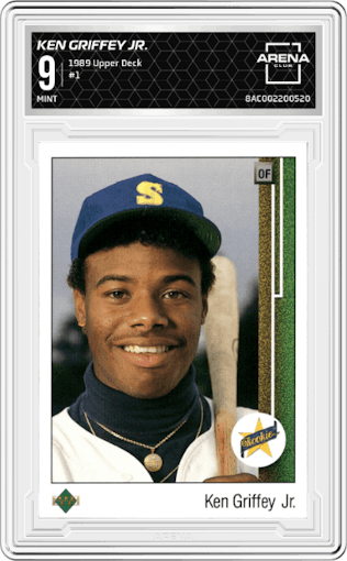 Ken Griffey Jr. from the 1989 Upper Deck set graded by Arena Club and given an overall grade of 9.