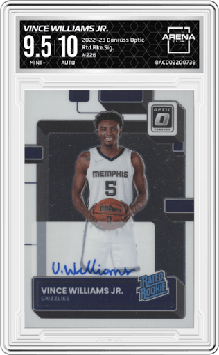 Vince Williams Jr. from the 2022-23 Panini Donruss Optic  set graded by Arena Club and given an overall grade of 9.5.
