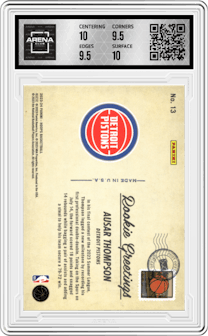 Ausar Thompson from the 2023-24 Panini NBA Hoops set graded by Arena Club and given an overall grade of 10.