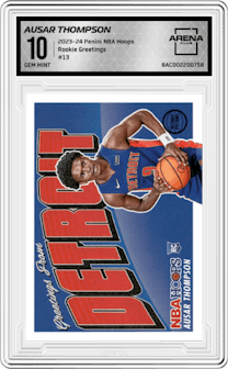 Ausar Thompson from the 2023-24 Panini NBA Hoops set graded by Arena Club and given an overall grade of 10.