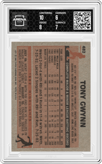 Tony Gwynn from the 1983 Topps set featuring a Variation parallel graded by Arena Club and given an overall grade of 6.5.
