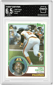 Tony Gwynn from the 1983 Topps set featuring a Variation parallel graded by Arena Club and given an overall grade of 6.5.