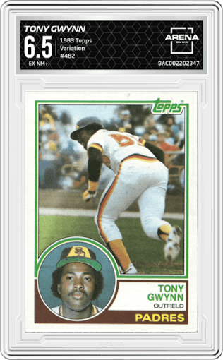 Tony Gwynn from the 1983 Topps set featuring a Variation parallel graded by Arena Club and given an overall grade of 6.5.