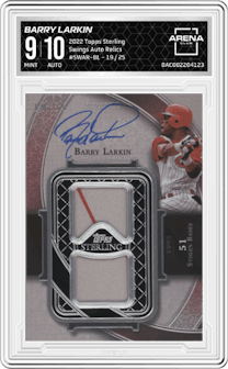 Barry Larkin from the 2022 Topps Sterling set graded by Arena Club and given an overall grade of 9.