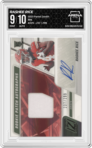 Rashee Rice from the 2023 Panini Zenith set graded by Arena Club and given an overall grade of 9.