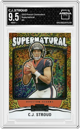 C.J. Stroud from the 2023 Panini Contenders set graded by Arena Club and given an overall grade of 9.5.
