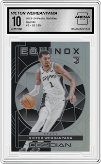 Victor Wembanyama from the 2023-24 Panini Obsidian set graded by Arena Club and given an overall grade of 10.
