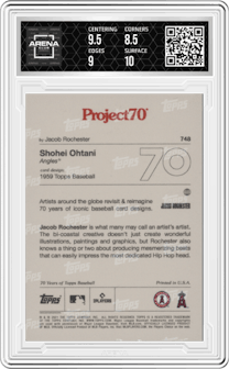 Shohei Ohtani from the 2021 Topps Project70 set graded by Arena Club and given an overall grade of 9.