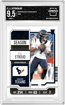 C.J. Stroud from the 2023 Panini Contenders set graded by Arena Club and given an overall grade of 9.5.