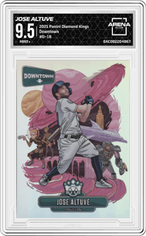 Jose Altuve from the 2021 Panini Diamond Kings set graded by Arena Club and given an overall grade of 9.5.