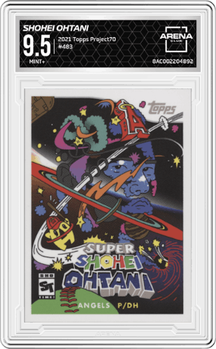 Shohei Ohtani from the 2021 Topps Project70 set graded by Arena Club and given an overall grade of 9.5.