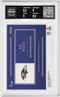 Ed Reed from the 2021 Panini Impeccable  set and given an overall grade of 8.5.