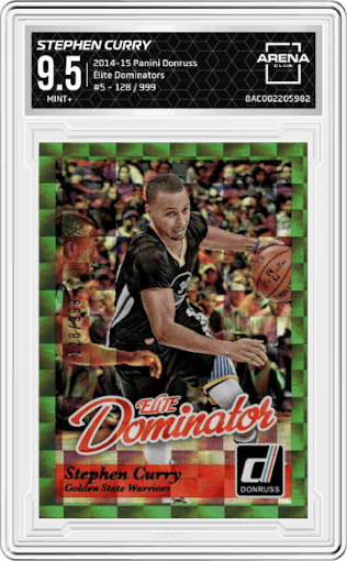 Stephen Curry  from the 2014-15 Panini Donruss  set graded by Arena Club and given an overall grade of 9.5.