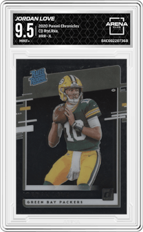 Jordan Love from the 2020 Panini Chronicles set graded by Arena Club and given an overall grade of 9.5.
