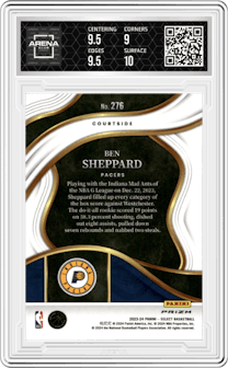 Ben Sheppard from the 2023-24 Panini Select  set featuring a Tiger parallel graded by Arena Club and given an overall grade of 9.5.