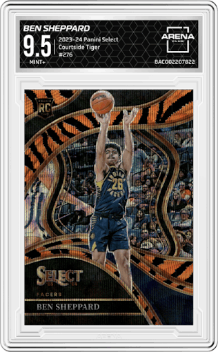 Ben Sheppard from the 2023-24 Panini Select  set featuring a Tiger parallel graded by Arena Club and given an overall grade of 9.5.