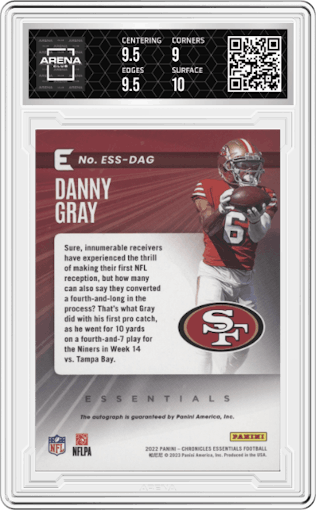 Danny Gray from the 2022 Panini Chronicles set graded by Arena Club and given an overall grade of 9.5.
