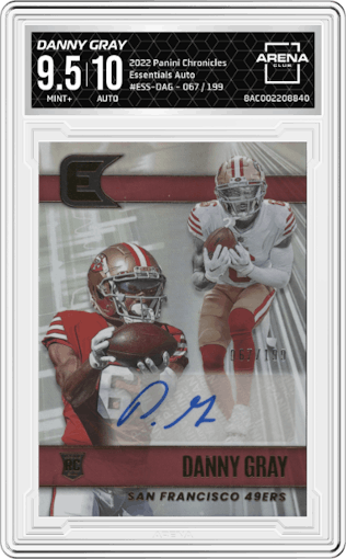Danny Gray from the 2022 Panini Chronicles set graded by Arena Club and given an overall grade of 9.5.
