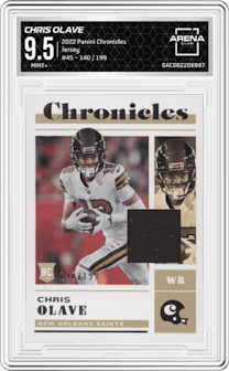 Chris Olave from the 2022 Panini Chronicles set graded by Arena Club and given an overall grade of 9.5.