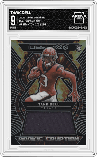 Tank Dell from the 2023 Panini Obsidian set graded by Arena Club and given an overall grade of 9.