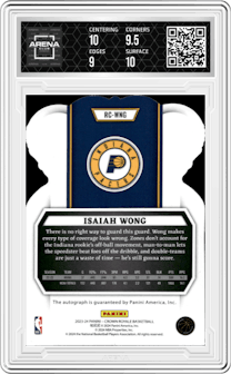 Isaiah Wong  from the 2023-24 Panini Crown Royale  set graded by Arena Club and given an overall grade of 9.5.
