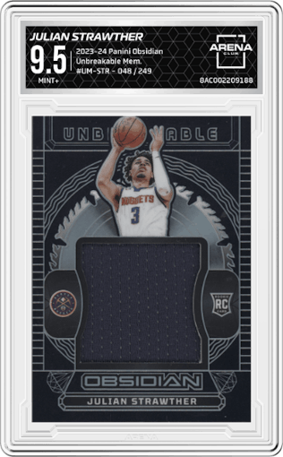 Julian Strawther from the 2023-24 Panini Obsidian set graded by Arena Club and given an overall grade of 9.5.