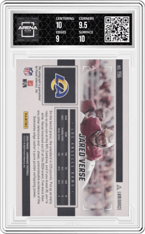 Jared Verse from the 2024 Panini Luminance set graded by Arena Club and given an overall grade of 9.5.